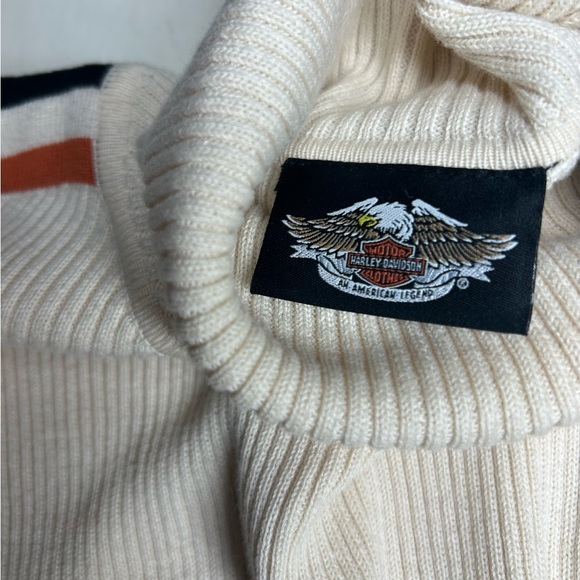 Womens Harley-Davidson Cream Turtleneck Ribbed Fitted Sweater Size M Bikercore - Picture 7 of 10